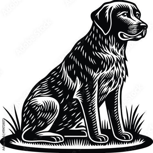 Wallpaper Mural Dog vector silhouette, isolated white background Torontodigital.ca