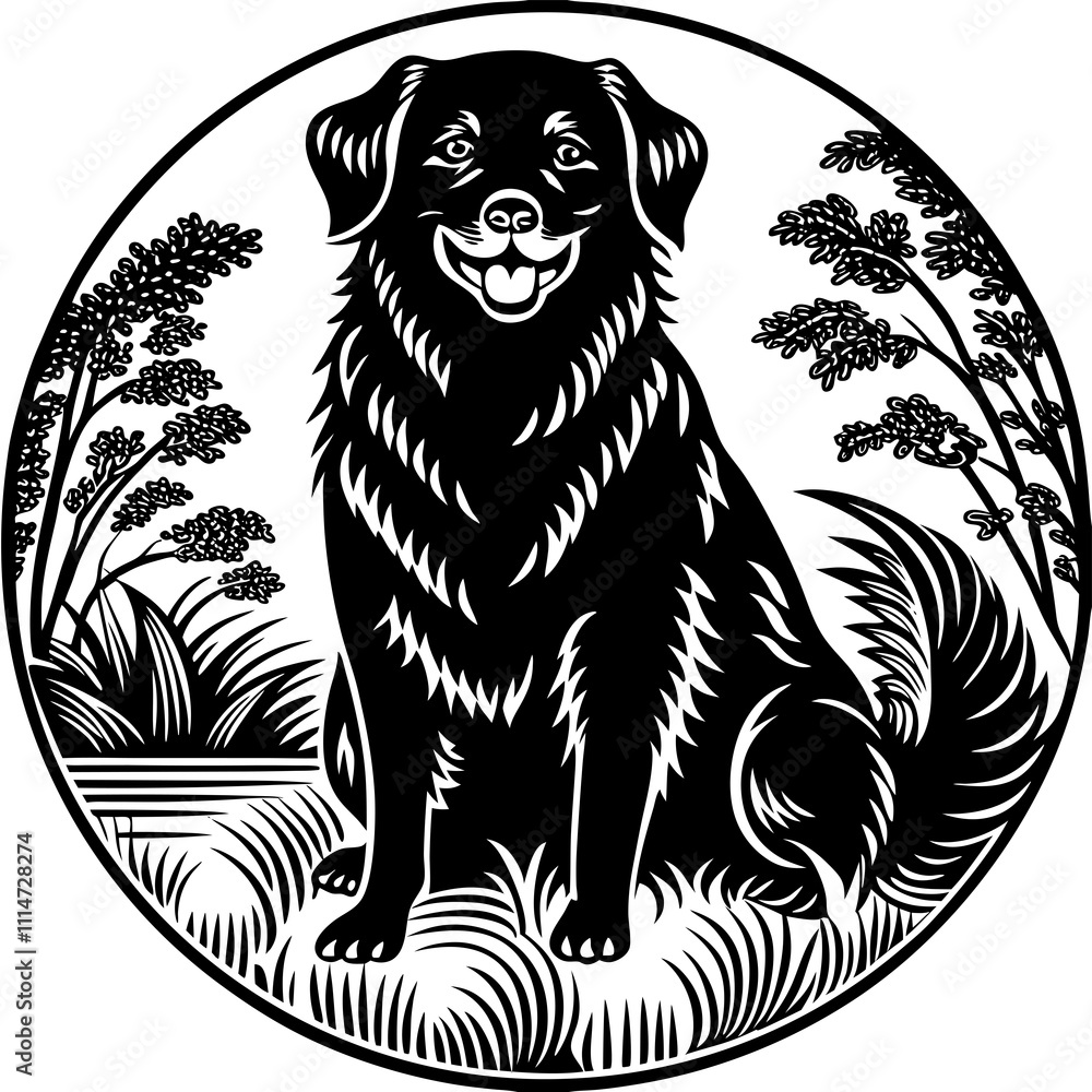 Naklejka premium Dog vector silhouette, isolated white background