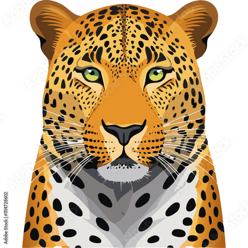 Leopard vector illustration. Image of wild cat from savannah portrait in realistic style