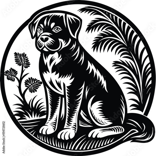 Wallpaper Mural Dog vector silhouette, isolated white background Torontodigital.ca