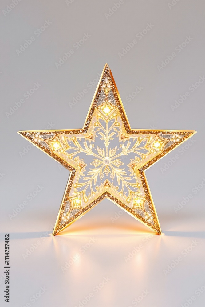Fototapeta premium Illuminated Decorative Star with Intricate Patterns and Warm Glow