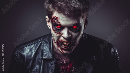 Red-Eyed Zombie Heartthrob: Handsome Youth in a Leather Jacket