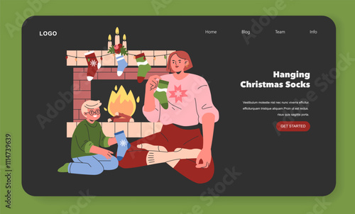 Christmas Family. Flat Vector Illustration