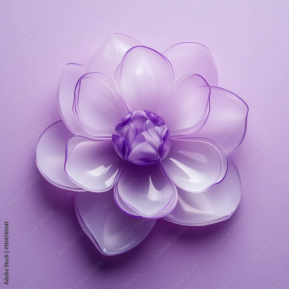 Fototapeta premium Crafty Decor: Plastic Flower on a Violet Background