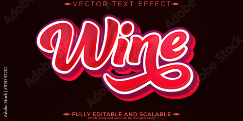 Wine editable text effect, editable vineyard and grapes text style