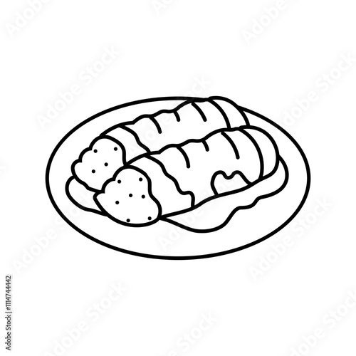 enchiladas mexican cuisine line icon vector. enchiladas mexican cuisine sign. isolated contour symbol black illustration