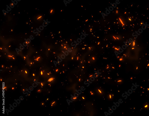 Scattered sparks on black background