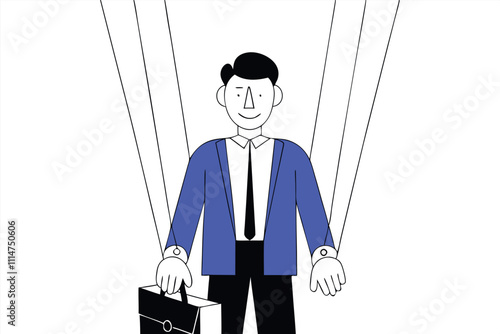 Employee puppet concept. Manipulated powerless worker in business
