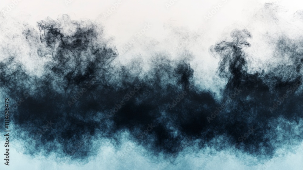 Fototapeta premium Dark Blue Smoke Cloud Abstract Background - Moody Atmospheric Texture