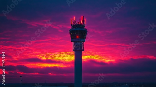 Lighthouse Tower Against a Vibrant Sunset