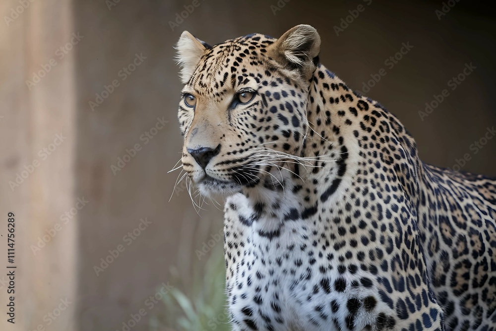 Obraz premium close-up of a leopard with detailed fur patterns in natural lighting