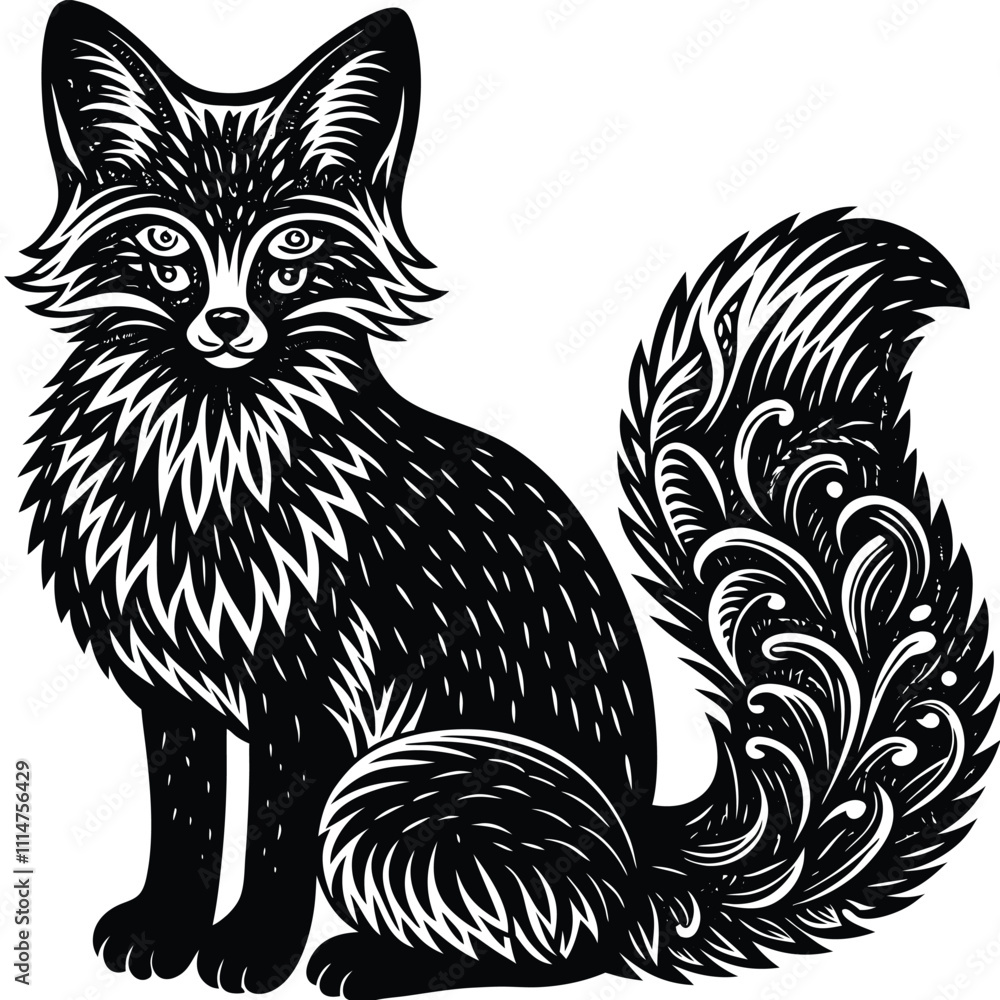 Obraz premium Fox vector silhouette,isolated white background