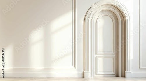 Elegant architrave design showcasing intricate moldings in a modern interior setting with soft lighting and rich textures.