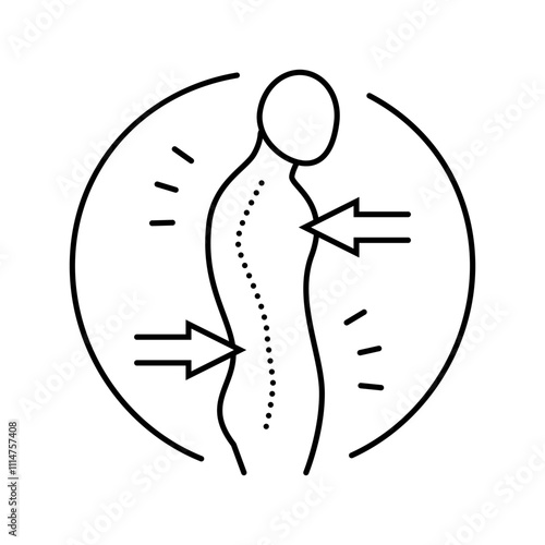 pain thoracic spine osteoporosis symptom line icon vector. pain thoracic spine osteoporosis symptom sign. isolated contour symbol black illustration