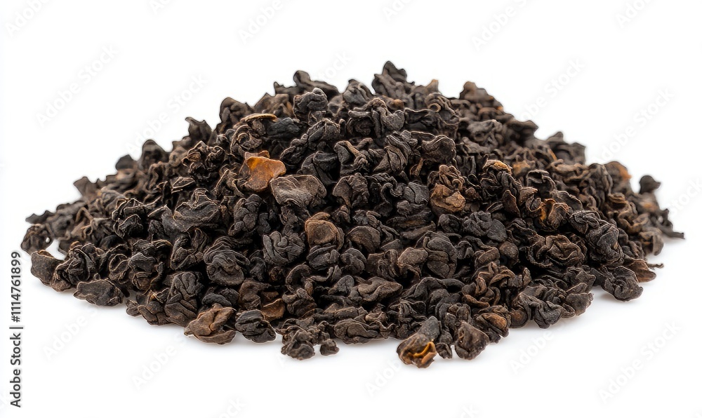 shot of the tightly rolled oolong tea leaves showcasing the smooth surface and tight curls of this unique type of tea. shot of the tightly rolled oolong tea leaves showcasing the smooth surface and tight curls of this unique type of tea.