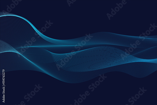 Abstract glowing wave lines on dark blue background. Dynamic wave pattern. Modern flowing wavy lines. Futuristic technology concept. Suit for banner  poster  cover  brochure  flyer  website