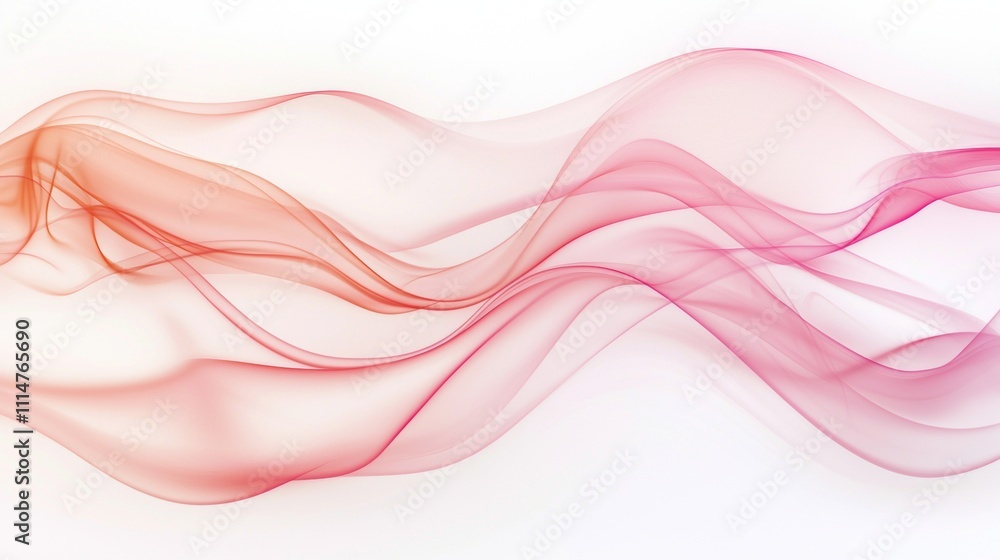 Fototapeta premium Smooth pink and orange waves creating a dynamic and elegant abstract composition on a white background, suitable for various design projects