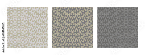 Set of seamless patterns in retro style gray