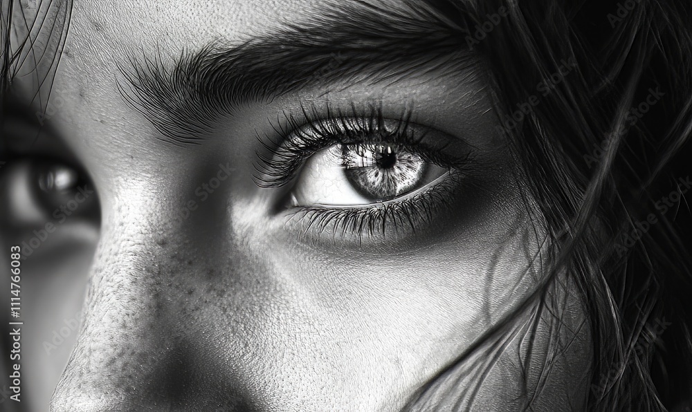Obraz premium A hint of nostalgia is visible in the subjects eyes suggesting deep contemplation.