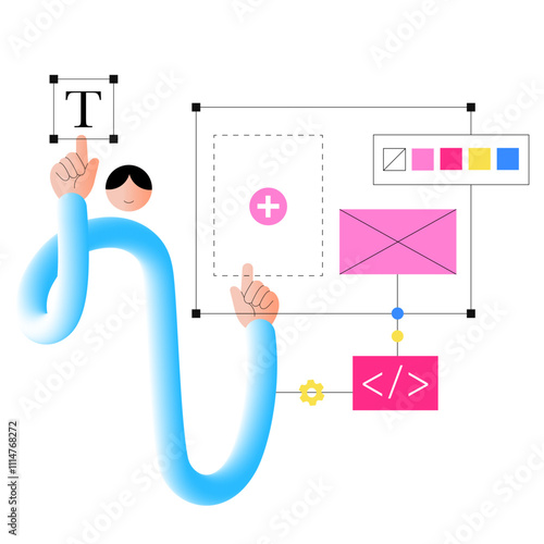 Man web designer creating landing page