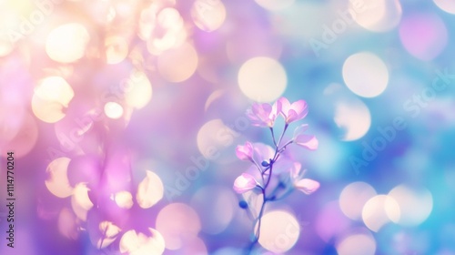 Beautiful pink flowers are blooming on a soft pastel bokeh background, creating a dreamy and romantic atmosphere with a touch of spring magic