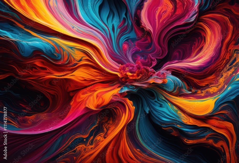 Fototapeta premium radiant micro dynamic fluid paint structures capturing colorful swirls patterns, abstract, art, macro, vibrant, colors, designs, texture, chemistry, visual