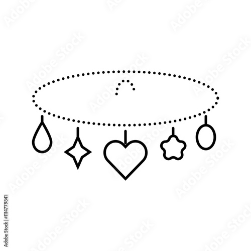 charm bracelet jewelry fashion line icon vector. charm bracelet jewelry fashion sign. isolated contour symbol black illustration