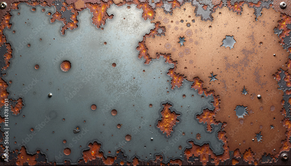Fototapeta premium Rusty and weathered metal surface with peeling paint for industrial design
