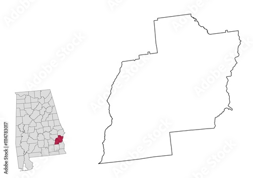 Barbour county map, Alabama state photo