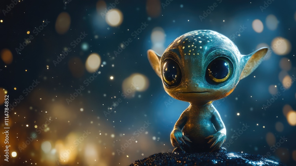 Fototapeta premium Illustration of a Cute Flower Alien in Space