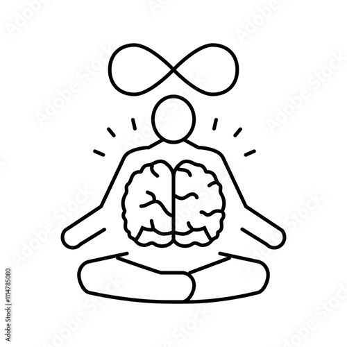 mind body connection neuroscience neurology line icon vector. mind body connection neuroscience neurology sign. isolated contour symbol black illustration