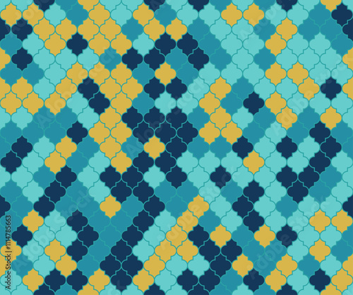 Turkish Mosque Window Vector Seamless Pattern. Ramadan mubarak muslim backgro...