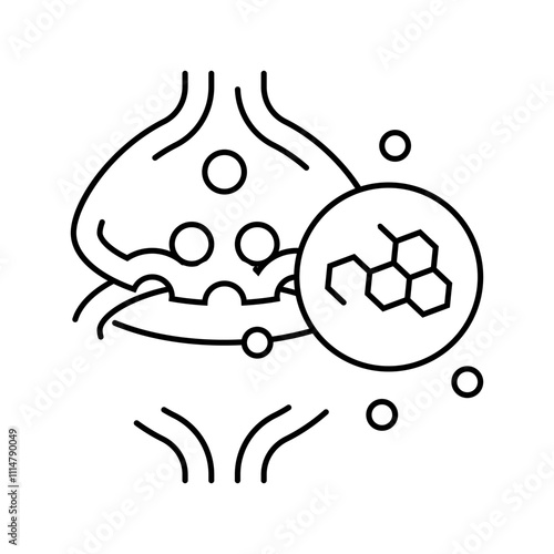 neurotransmitters neuroscience neurology line icon vector. neurotransmitters neuroscience neurology sign. isolated contour symbol black illustration