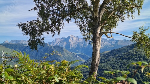 Le pic de Ger et la vallée d'Ossau vus depuis les cromlechs de Lous Couraus photo