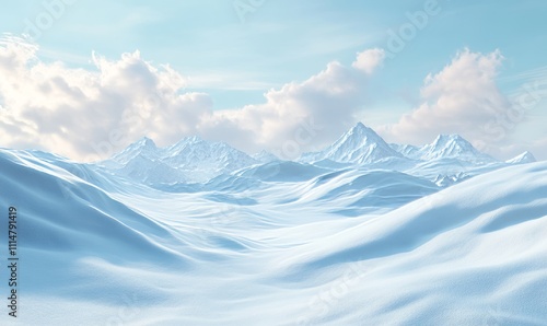 Snow hills landscape. Winter snowdrift background