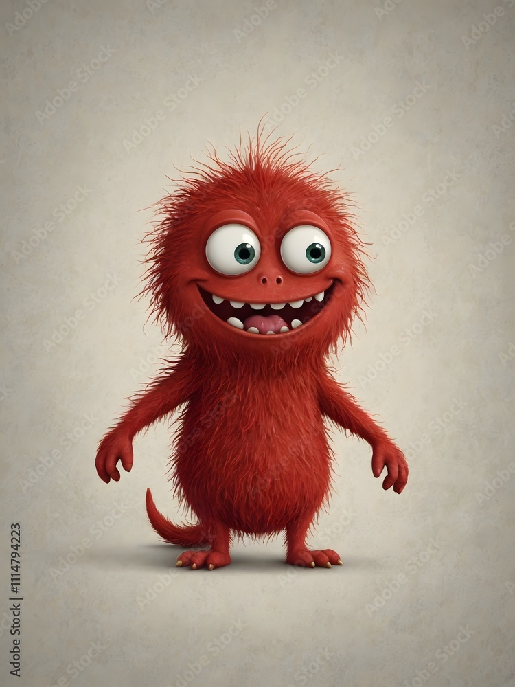 Fototapeta premium Whimsical Red Creature from a Fairytale