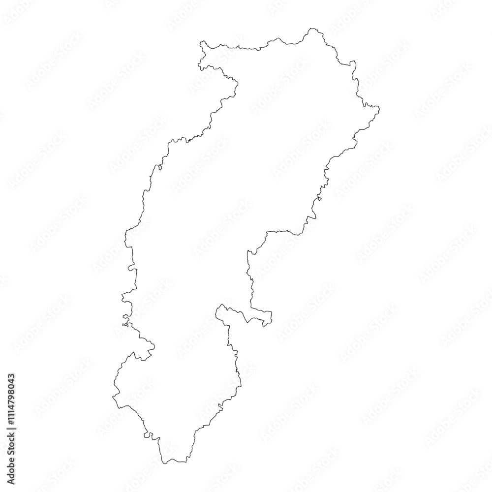 Fototapeta premium Chhattisgarh state blank outline map