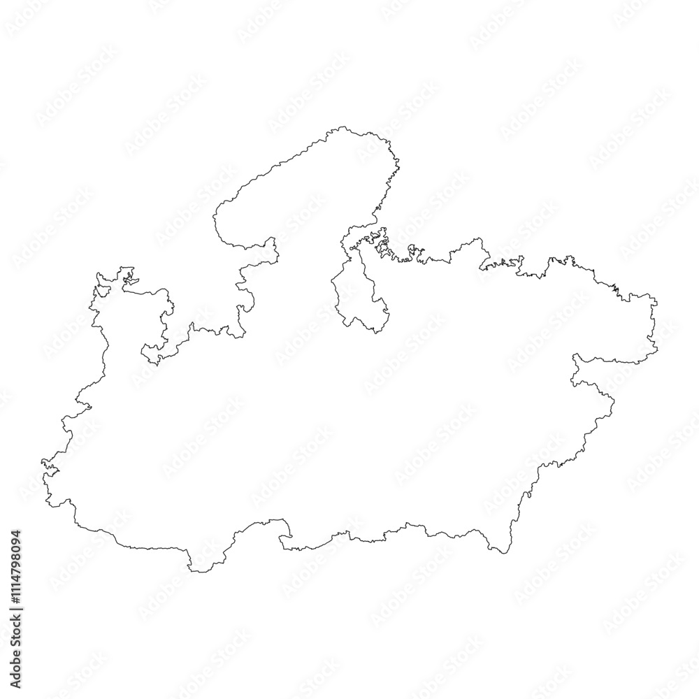 Fototapeta premium Madhya Pradesh state blank outline map