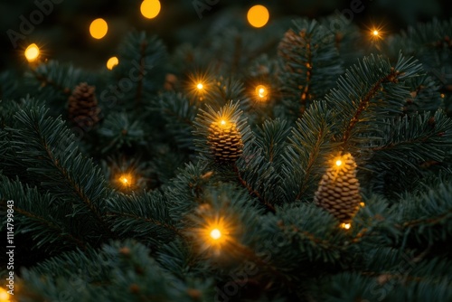 Wallpaper Mural Cozy winter evenings with pine cones and twinkling lights nature setting holiday decor close-up view festive atmosphere Torontodigital.ca