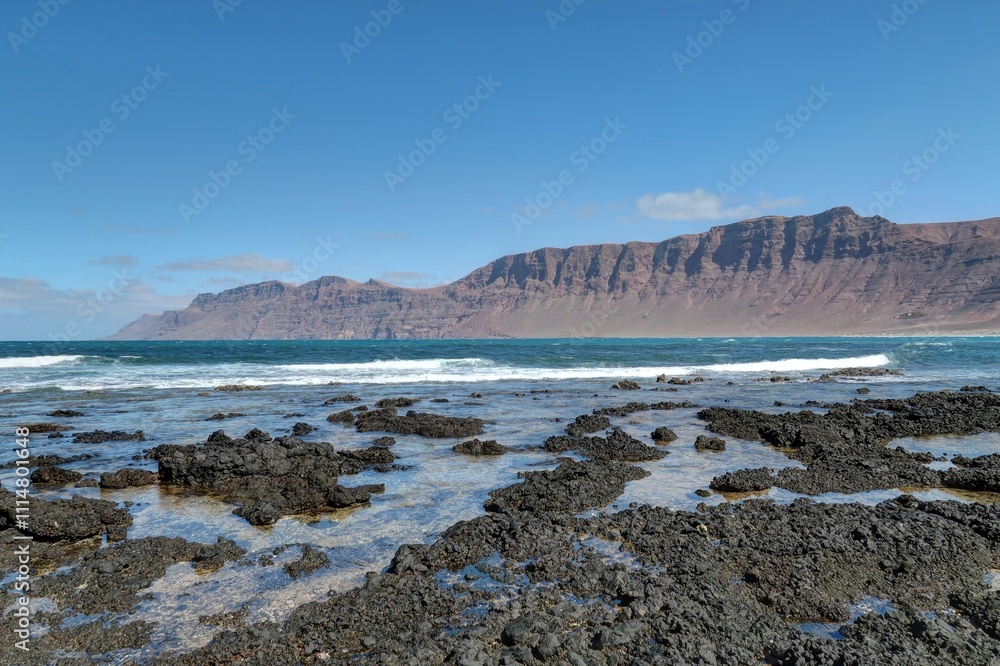 Obraz premium plage de la caleta de Famara, lanzarote, canaries, espagne