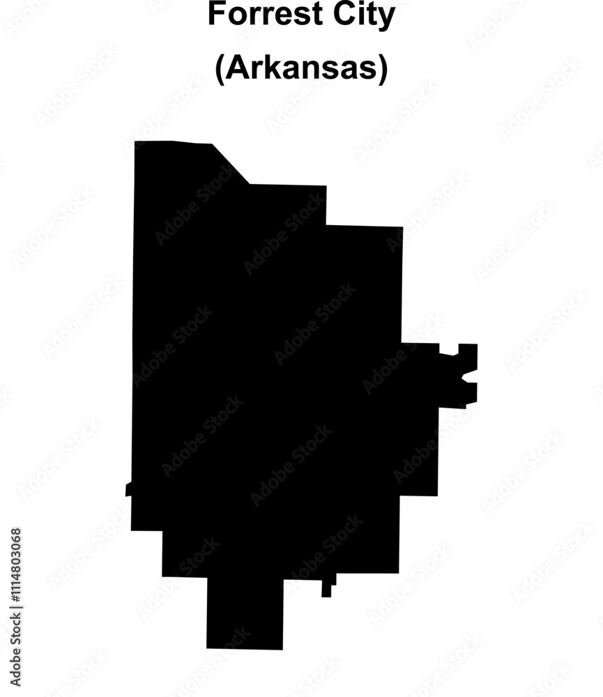 Obraz premium Forrest City (Arkansas) blank outline map