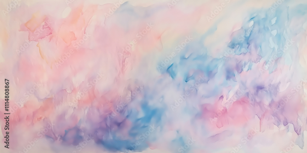 Obraz premium A vivid abstract watercolor background in pastel tones of pink, blue, and purple with soft textures and smooth transitions, creating an artistic and vibrant aesthetic.