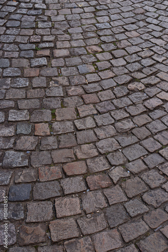 Cobblestone road texture mosaic pattern