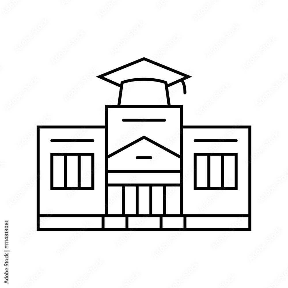 high school building line icon vector. high school building sign. isolated contour symbol black illustration high school building line icon vector. high school building sign. isolated contour symbol black illustration