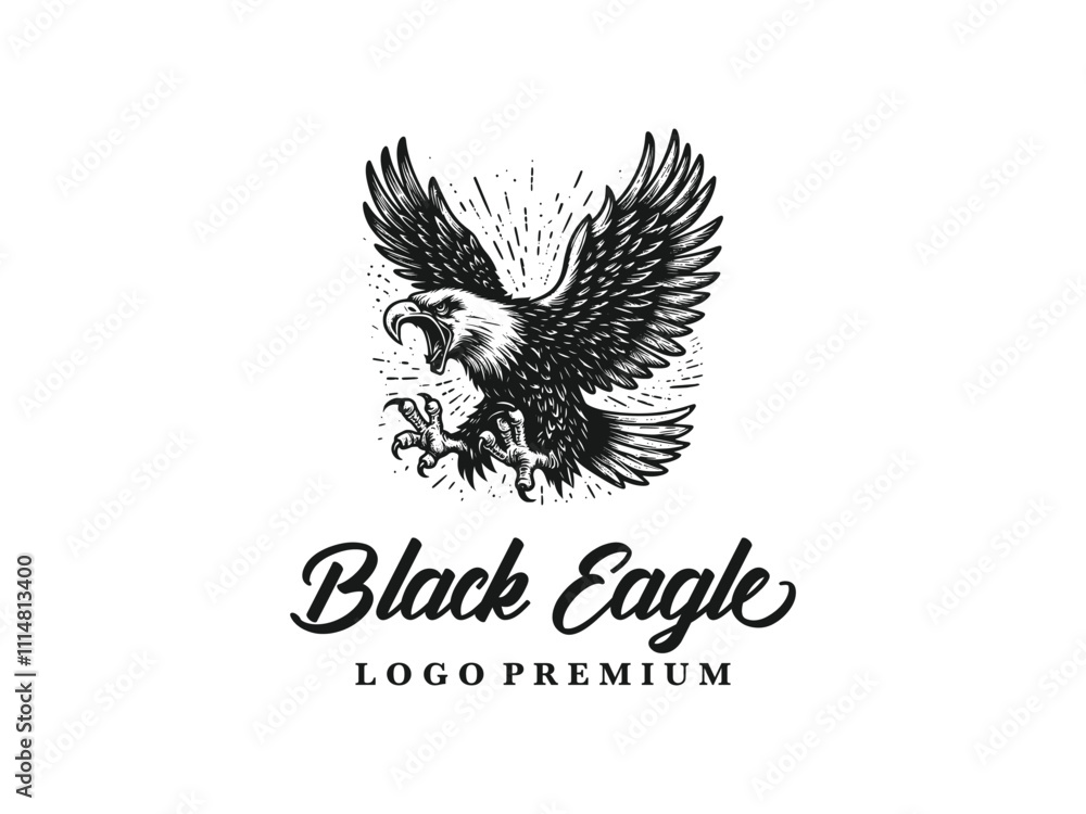 Obraz premium Eagle vector black and white logo premium