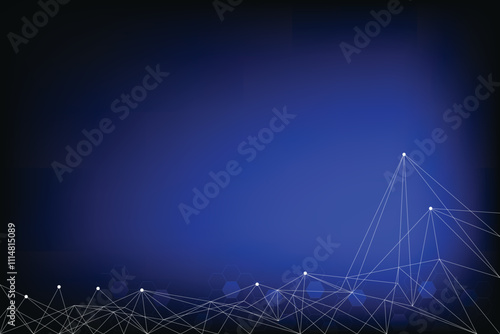 Black blue technology background with shine light. Innovation and modern connected of line and dot. Hexagonal shape in back.