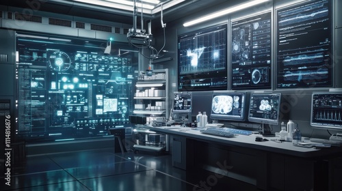 Wallpaper Mural Futuristic Medical Lab with Holographic Displays Torontodigital.ca