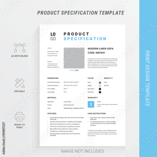 Product Specification Sheet Template