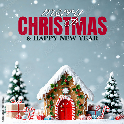 Festive Merry Christmas and New Year holiday poster banner design