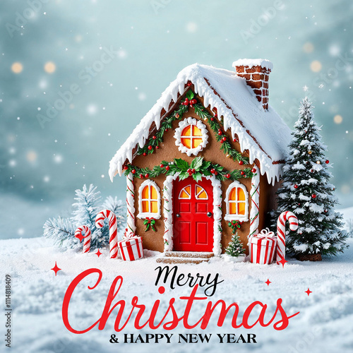 Festive Merry Christmas and New Year holiday poster banner design